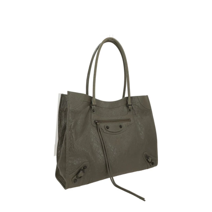 Tote Bag Crafted from Army Green Arena Leather