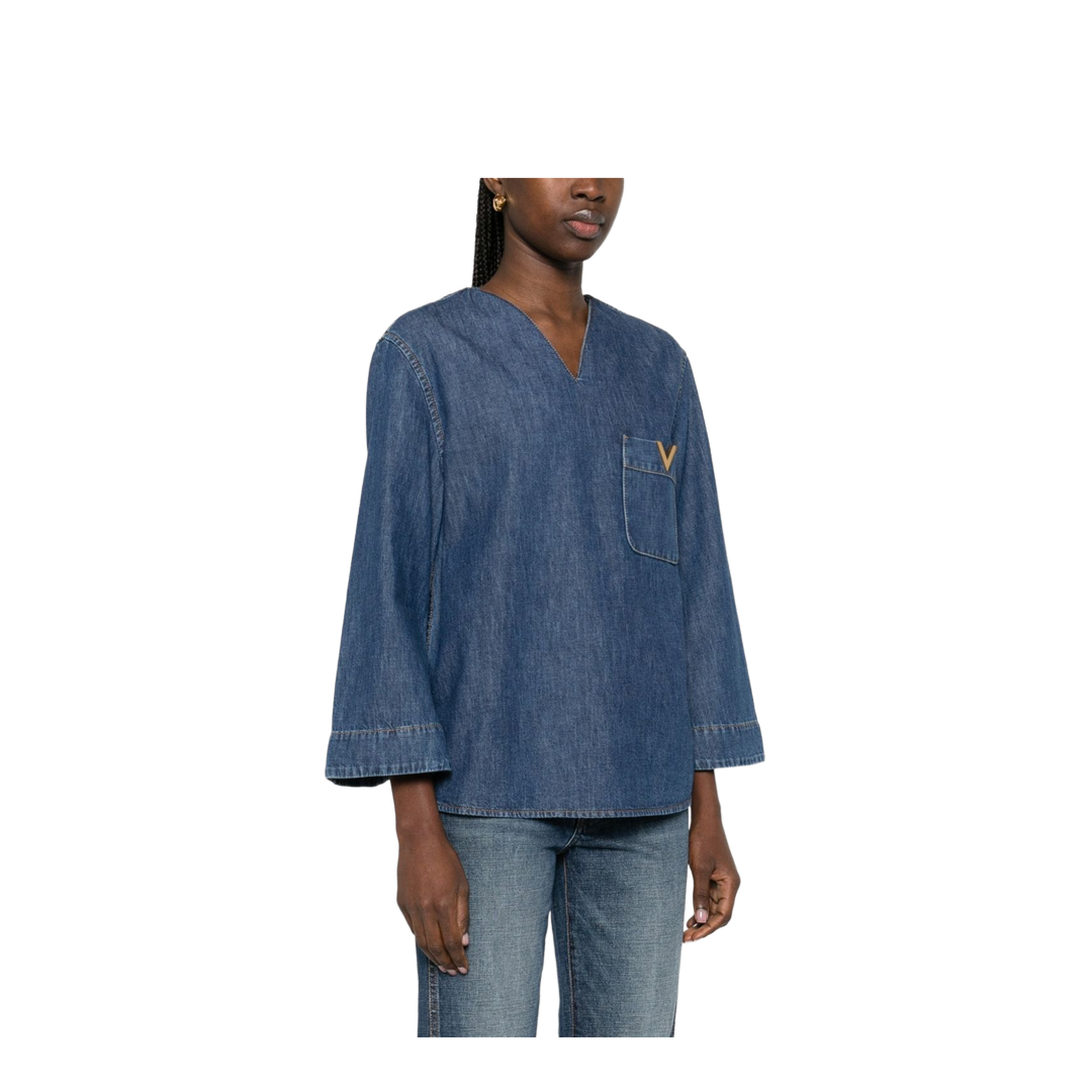Cotton Denim Shirt - Blue