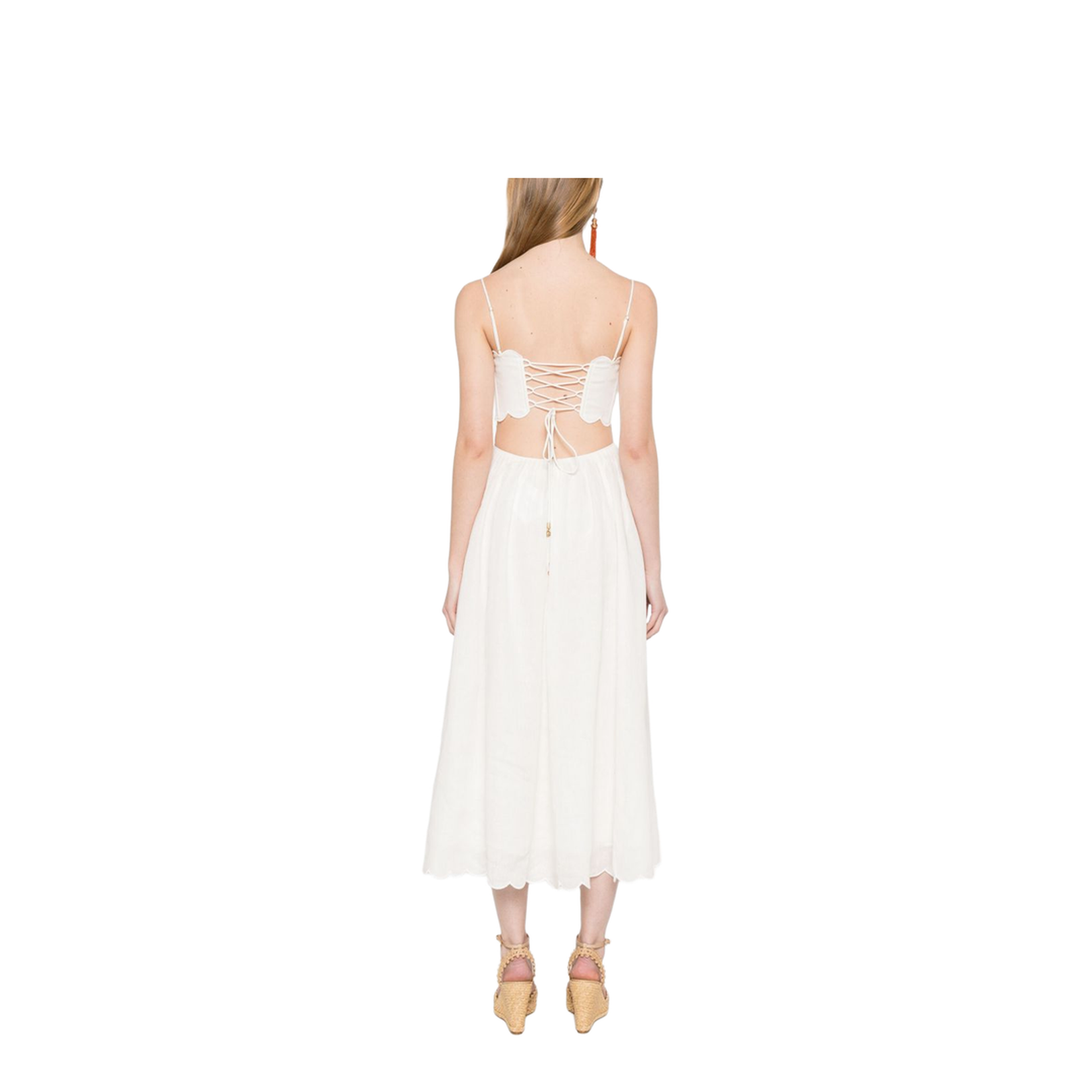 White Rhiannon Scallop Midi Dress