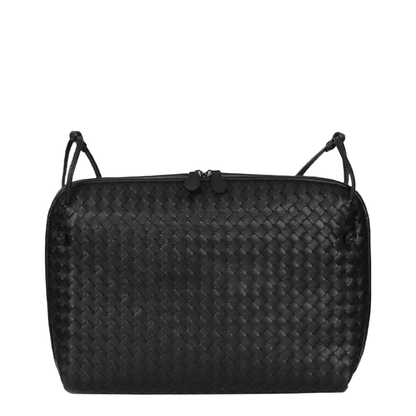 Intrecciato Slim Leather Crossbody Bags - Black