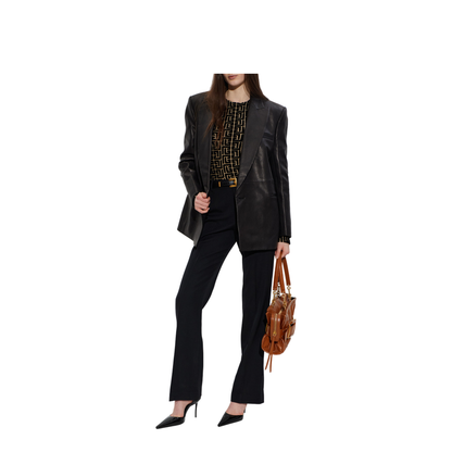 Women's Leather Blazer Black