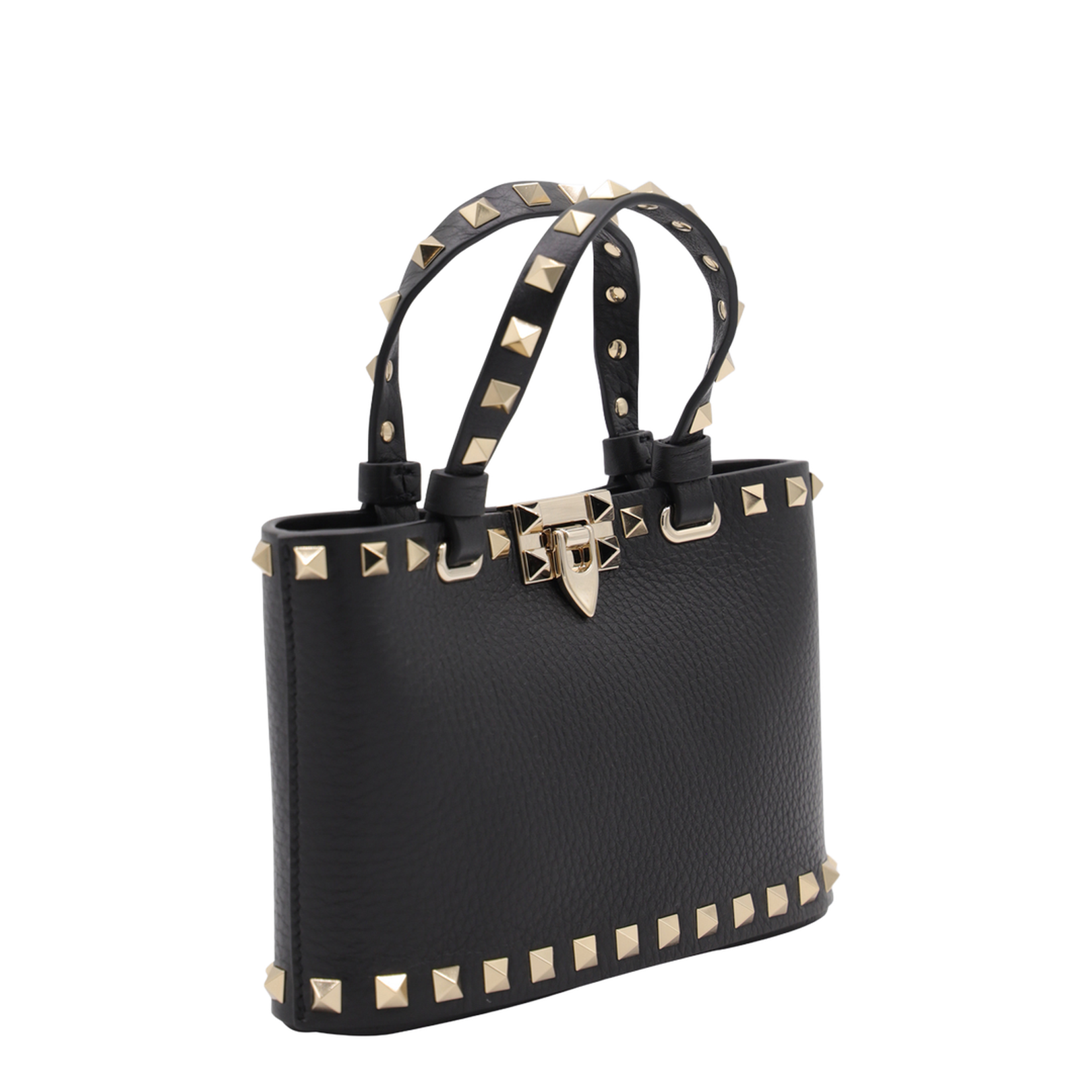Black leather Rockstud handbag
