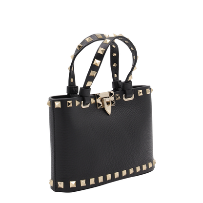 Black leather Rockstud handbag