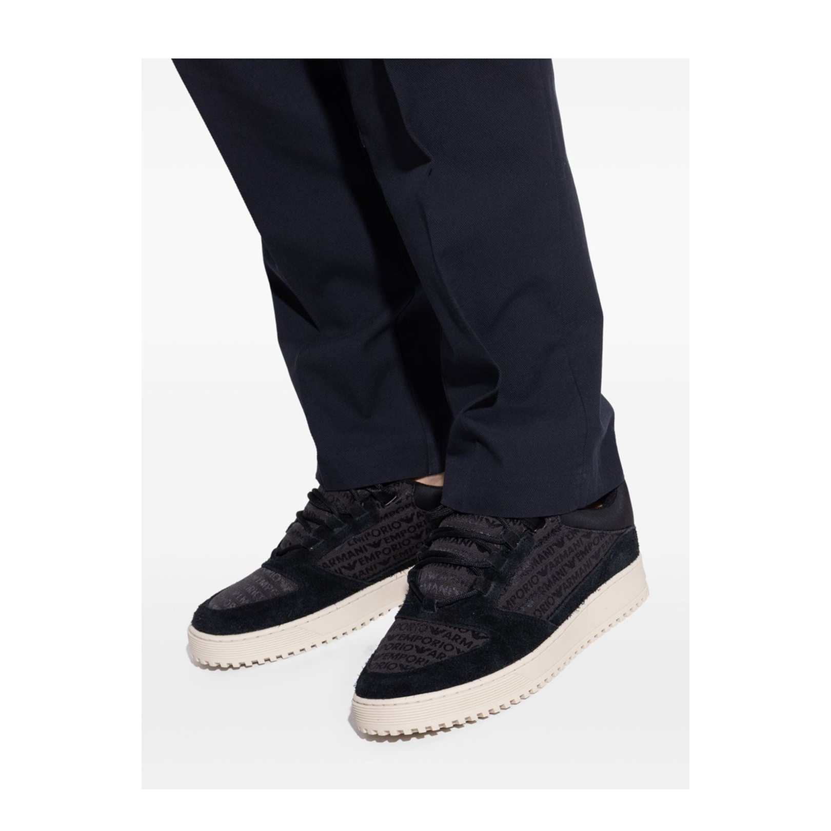 Sneakers in Suede and Jacquard with Logo Lettering