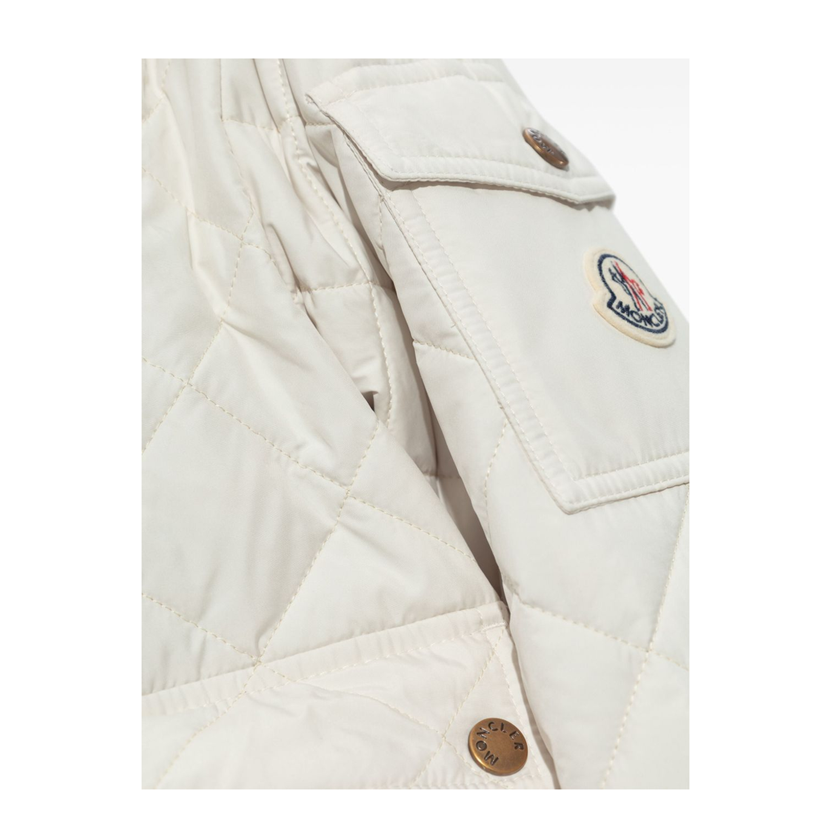 White Chitre Diamond-Quilted Padded Shirt Jacket