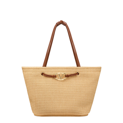 Golden Leather Bag with Sequins and Crystals
