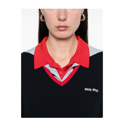 MAYFEYR - Miu Miu - V Neck Cashmere Sweater - MMLA33SOOO1580F059F
