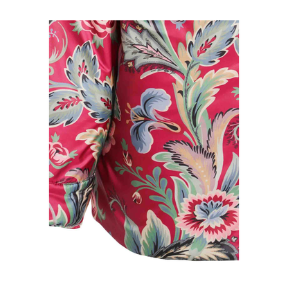 Floral Print Shirt Coat Red