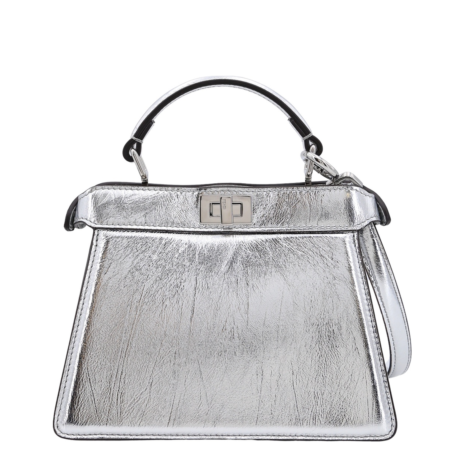 Peekaboo ISeeU Leather Top Handle Bags - Silver