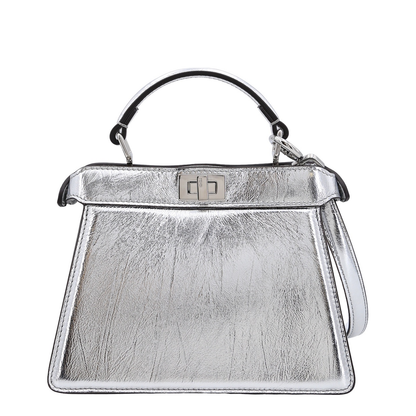 Peekaboo ISeeU Leather Top Handle Bags - Silver