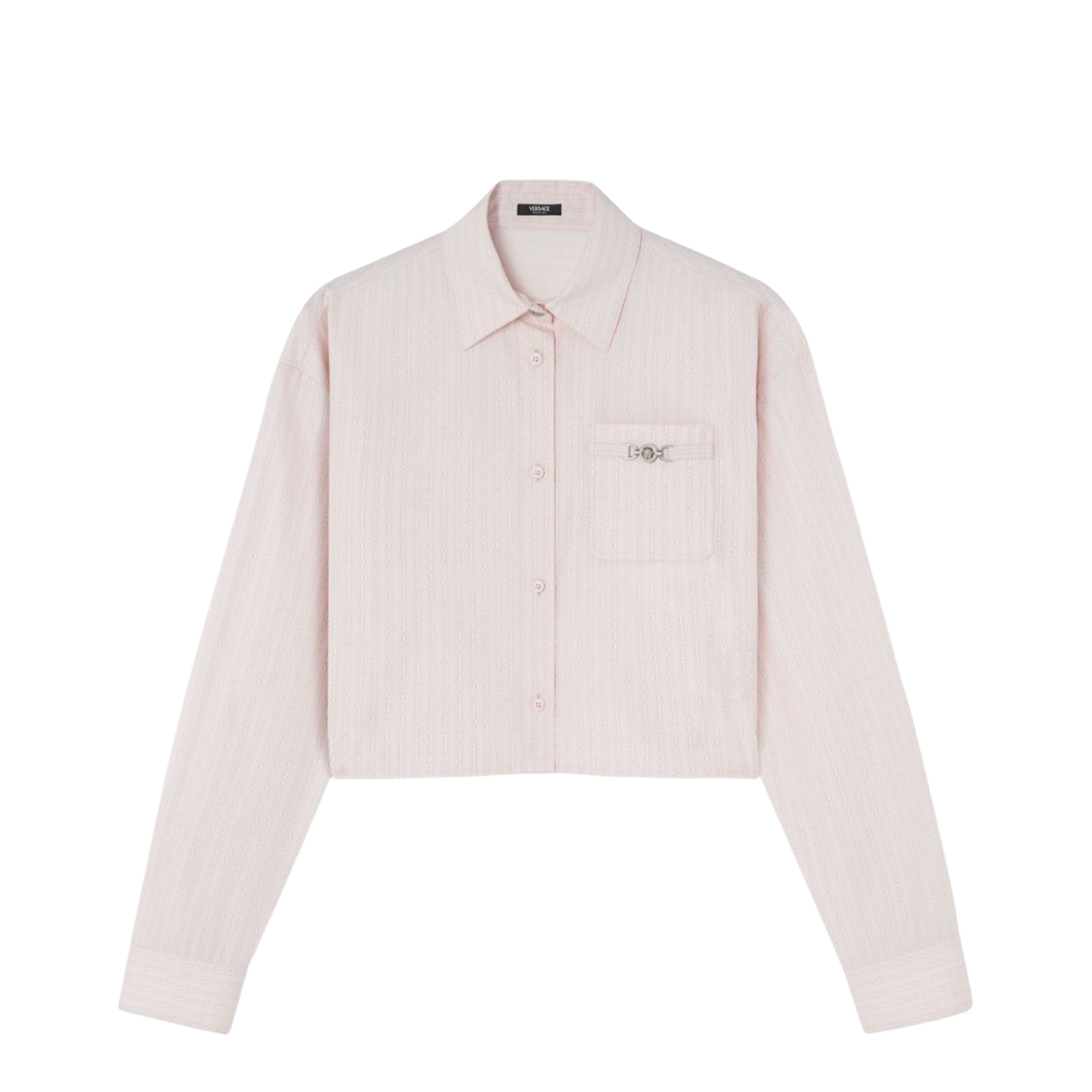 Cropped Boxy Fit Pinstripe Chain Shirt