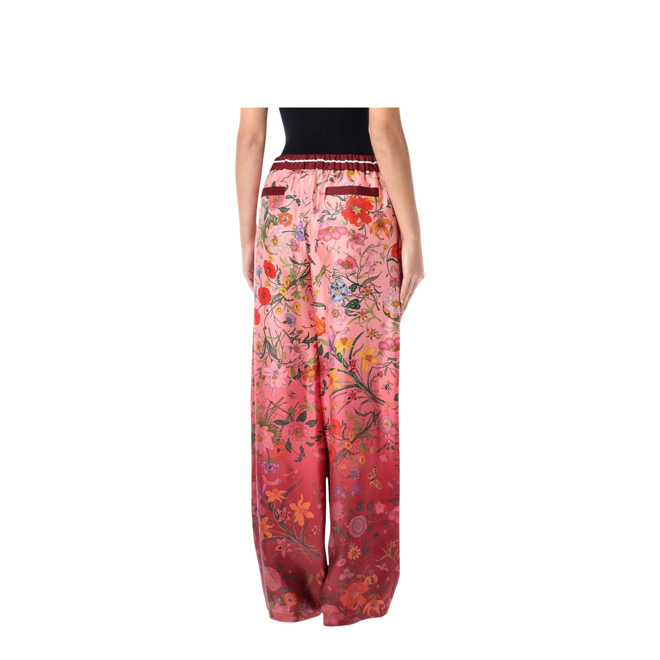Printed Silk Pants in Pink and Rosso Ancora Red