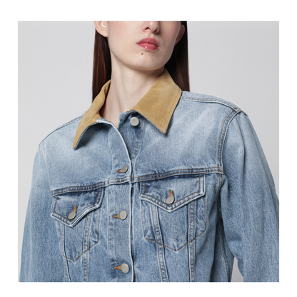 MAYFEYR - Róhe - Blue Denim Jacket With Suede Collar - 419-11-228CO470