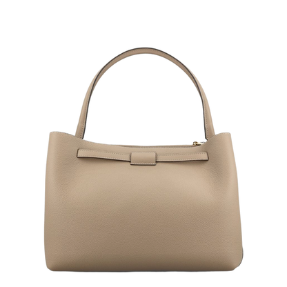 T Timeless Small Calf Leather Tote Bag - Beige Taupe