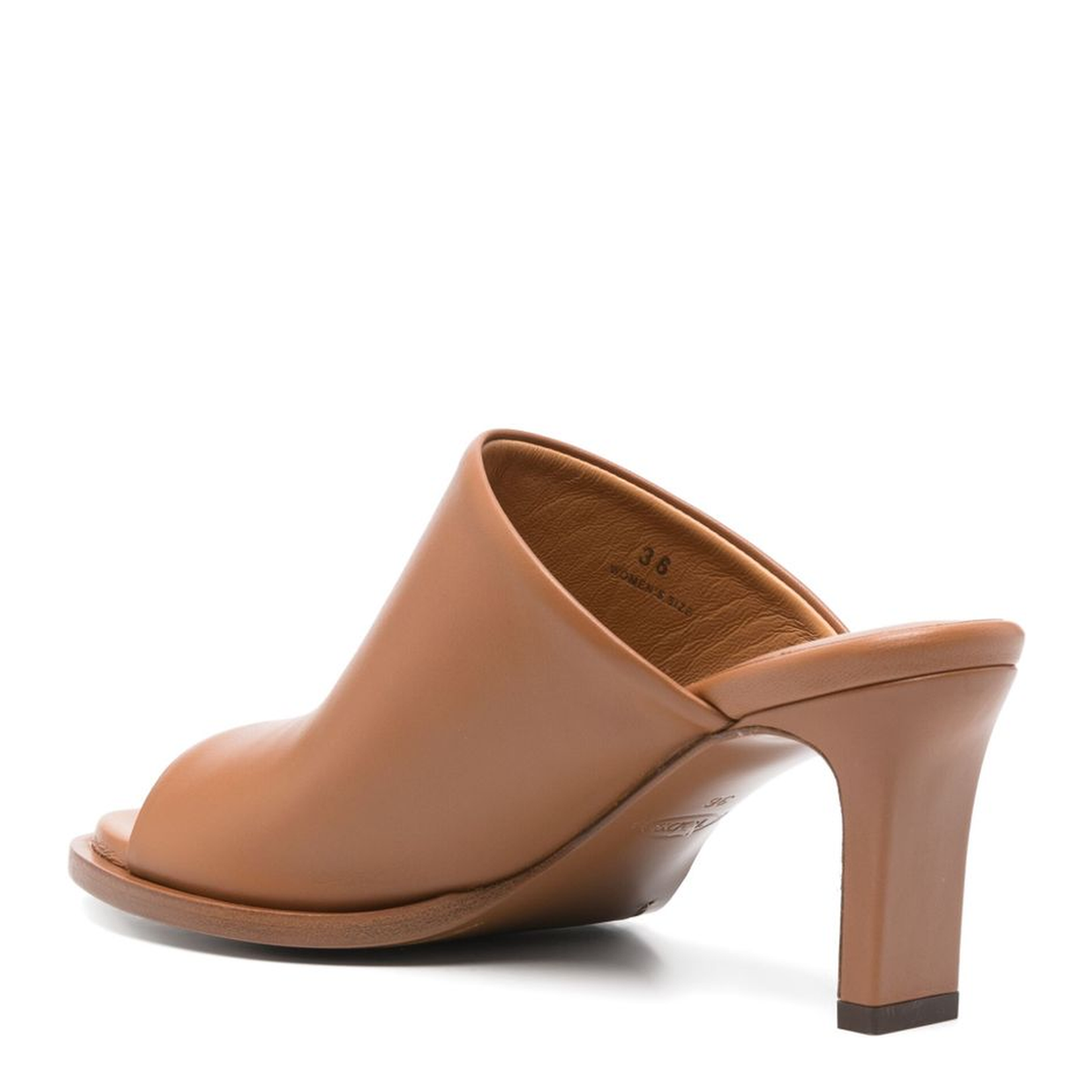 Leather Brown Mid Heel Sandals