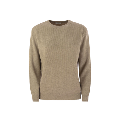 English Rib Cashmere Sweater with Monile