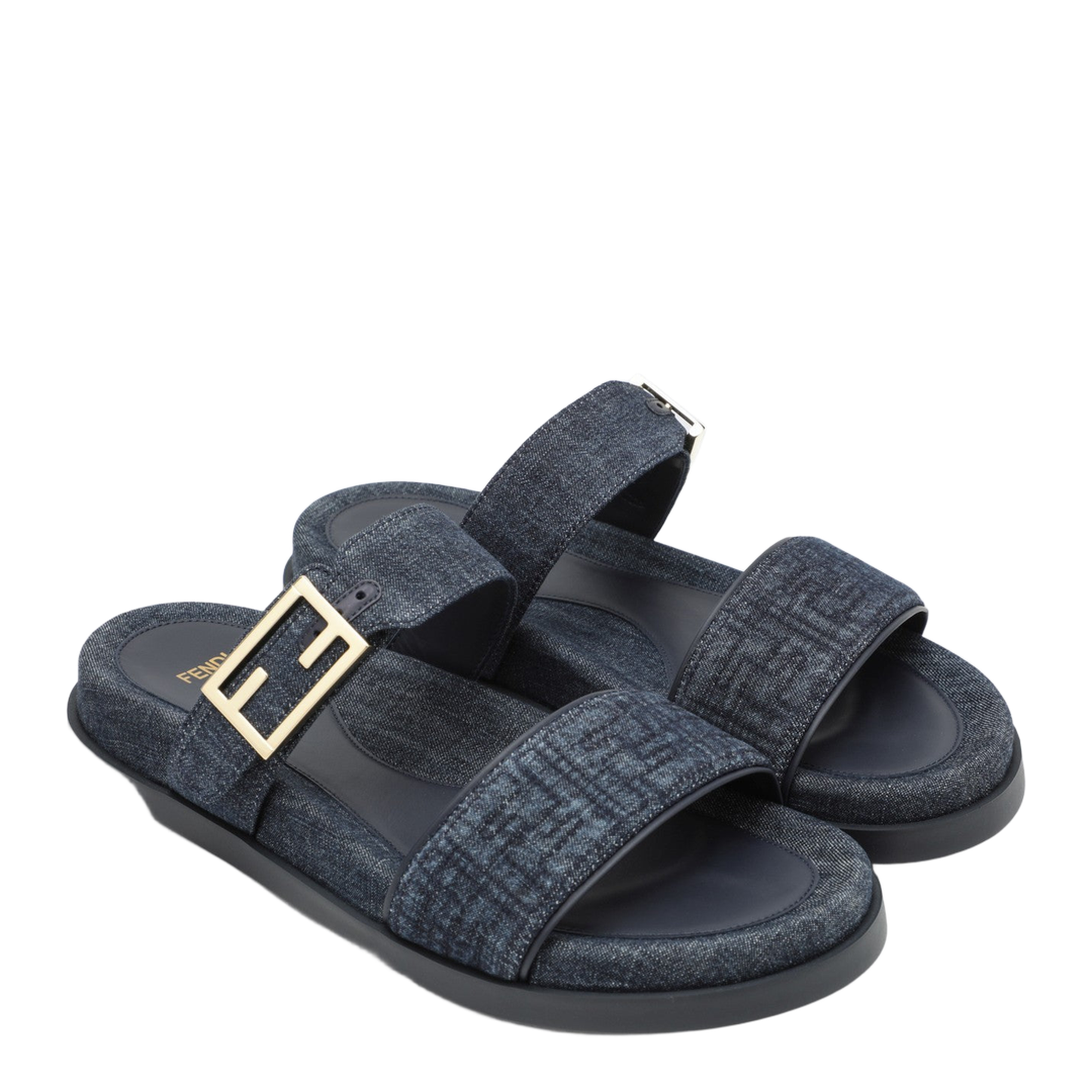 Dark Blue Denim Fabric Slides