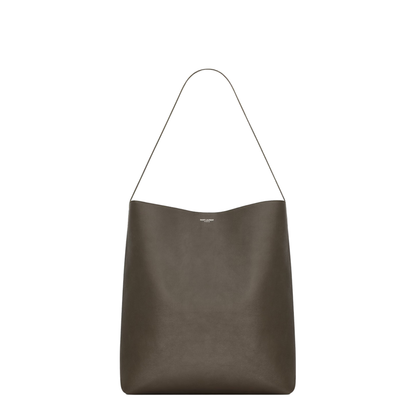 Bold Hobo Bag in Leather in Grey & Silver
