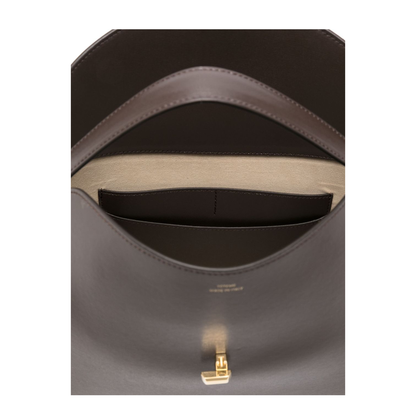 T-Lock Leather Top-Handle Bag - Bark