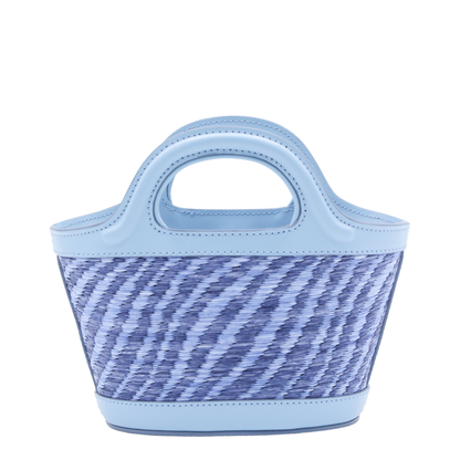 Blue Wavy Raffia-Effect Tropicalia Micro Bag