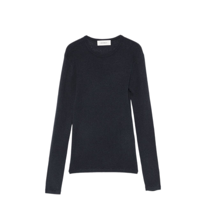 MAYFEYR - Lisa Yang - Navy Fine Knit Long Sleeve T Shirt - 2025146NA