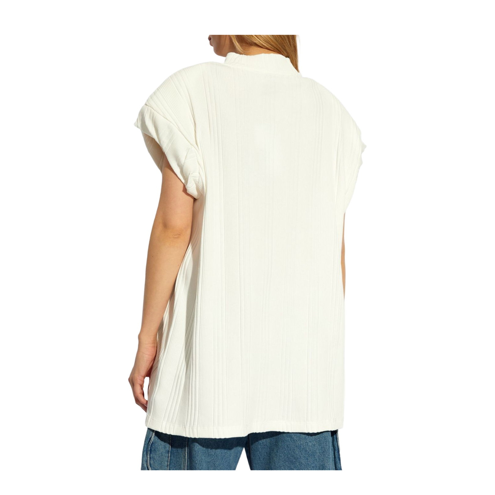 Ivory White Chunky Ribbed Knit T-shirt