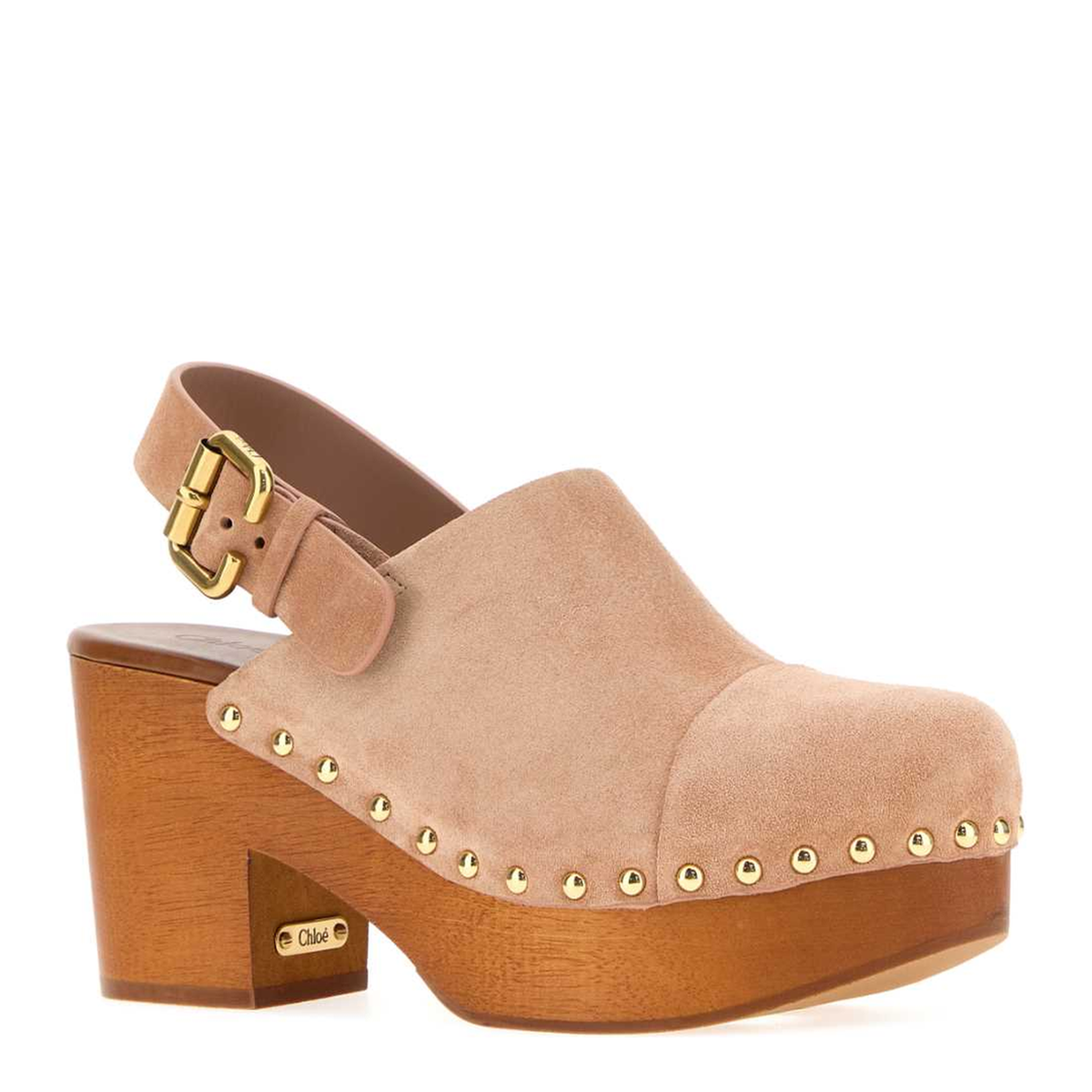 MAYFEYR - Chloè - Antiqued Pink Suede Jeanette Clogs - CH26U10VRY6C1