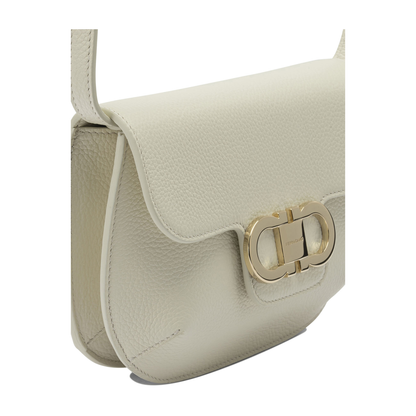 Lizzy Small Hammered Calfskin Crossbody - White