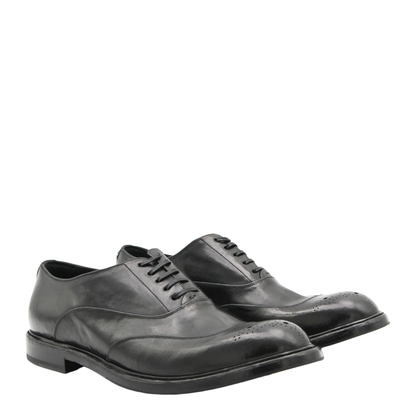 Washed Black Calfskin Lace-Up Shoe