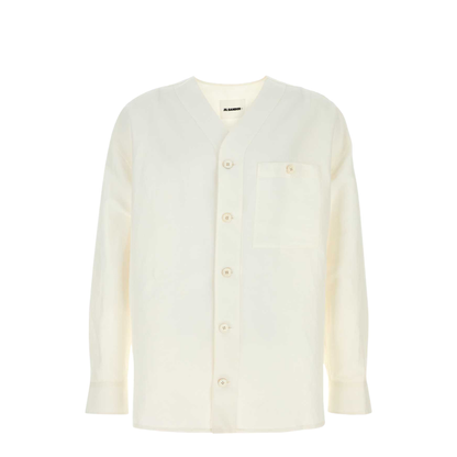 White Linen Blend Shirt