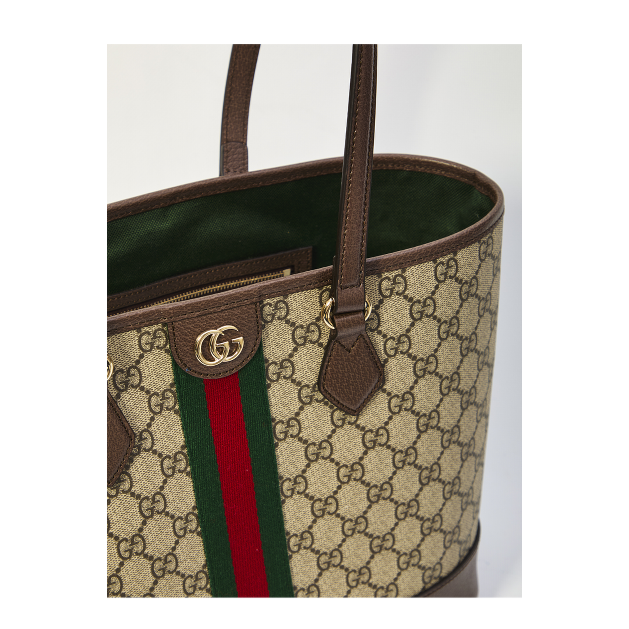 Ophidia Medium Coated Canvas Tote Bag - Beige and Brown