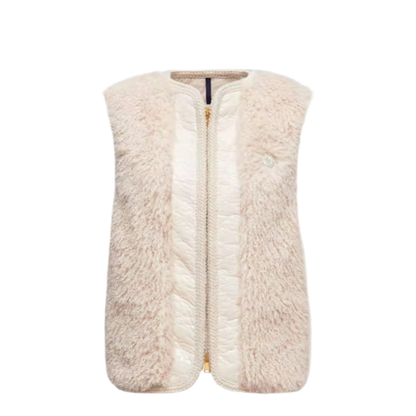 Light Beige Tournel Teddy Padded Gilet