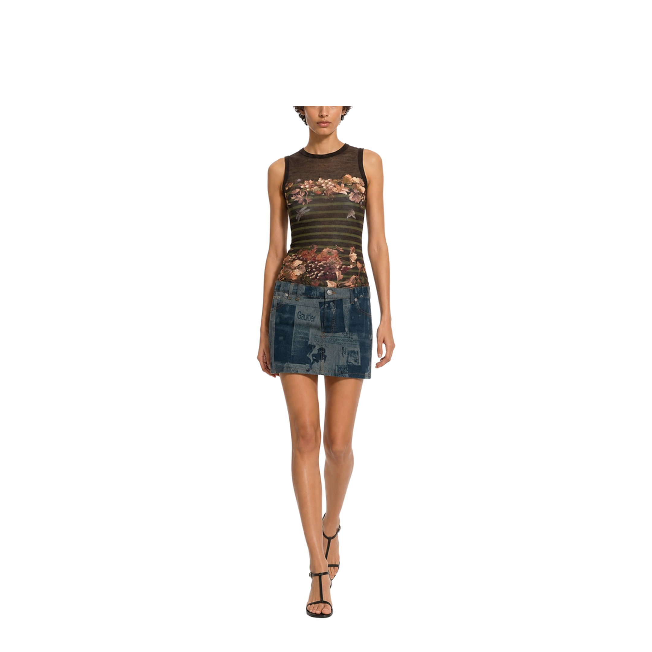 Miniskirt with Newspaper Print