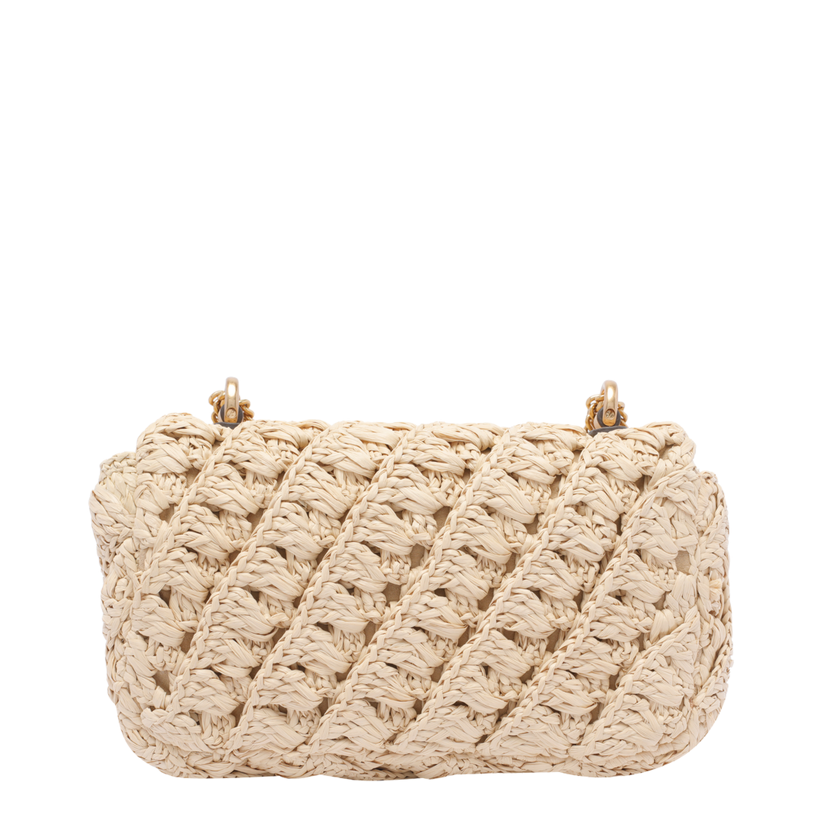 Mini Raffia Shoulder Bag In Beige
