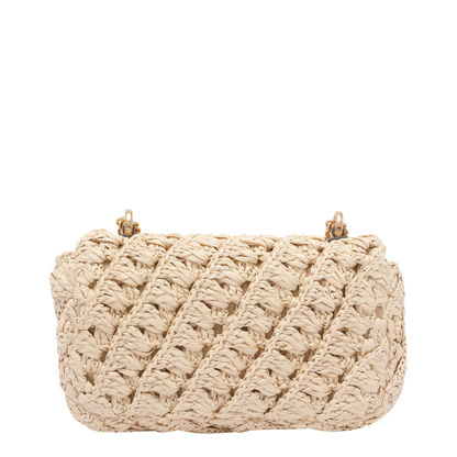 Mini Raffia Shoulder Bag In Beige