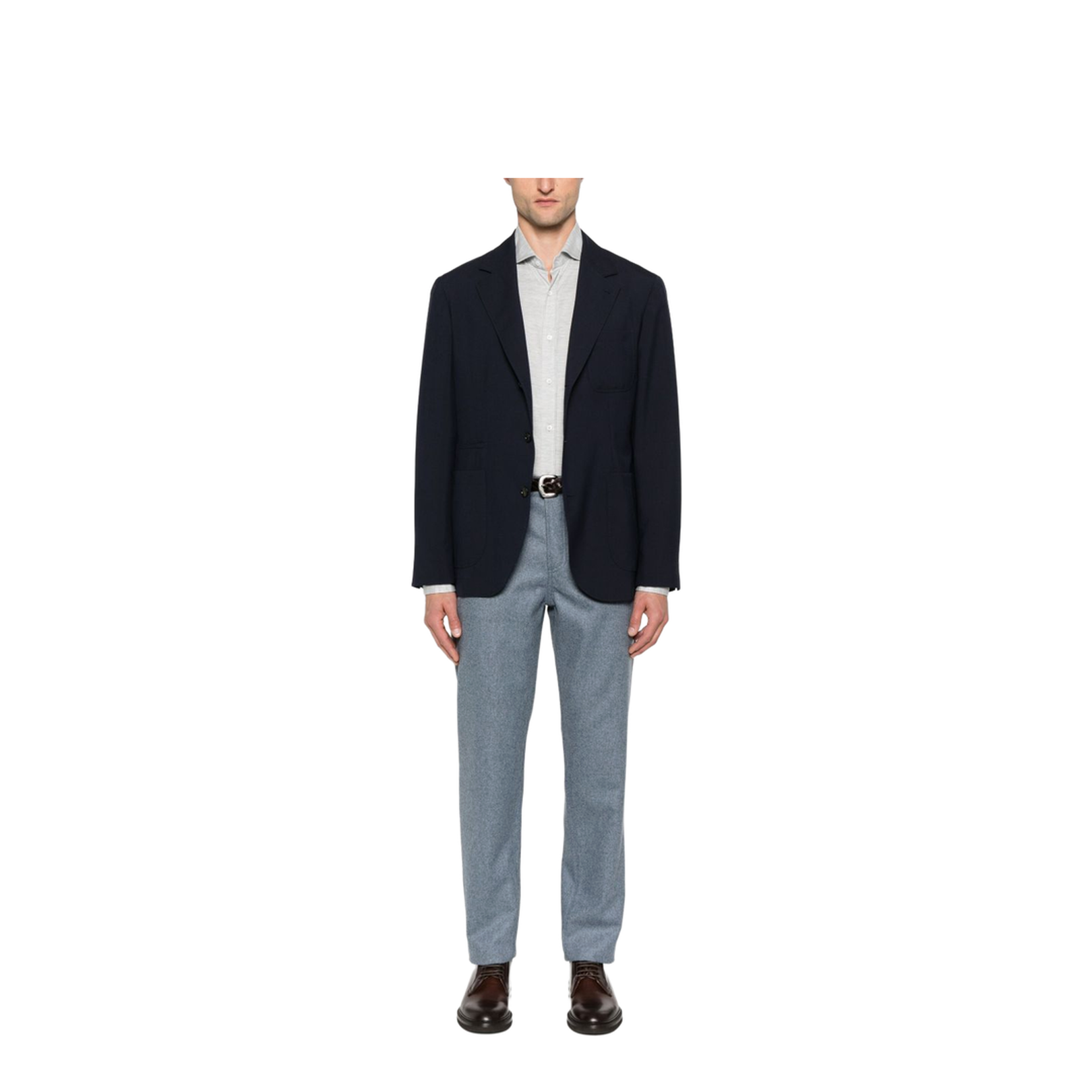 Light Grey Silk and Cotton Blend Shirt