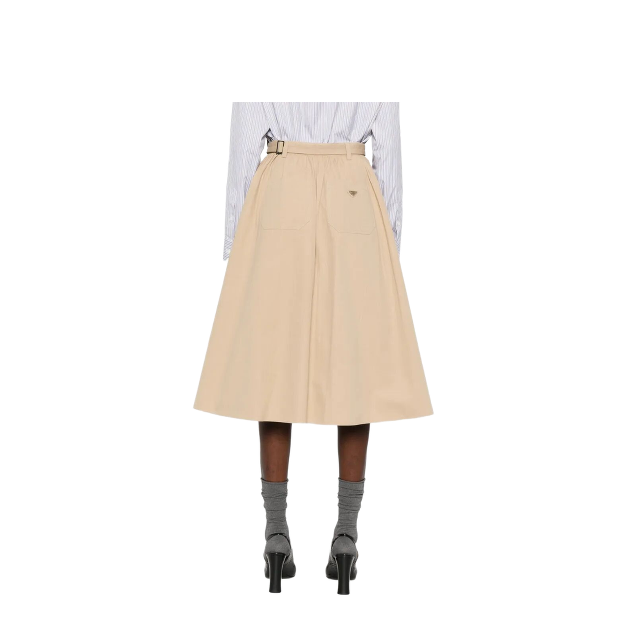 MAYFEYR - Prada - Button-Detail Belted Cotton Midi Skirt - P127IHSOOO17ID