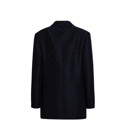 MAYFEYR - Valentino - Navy Blue Double-Breasted Jacket Toile Iconographe - 5B3CE3K08G5598