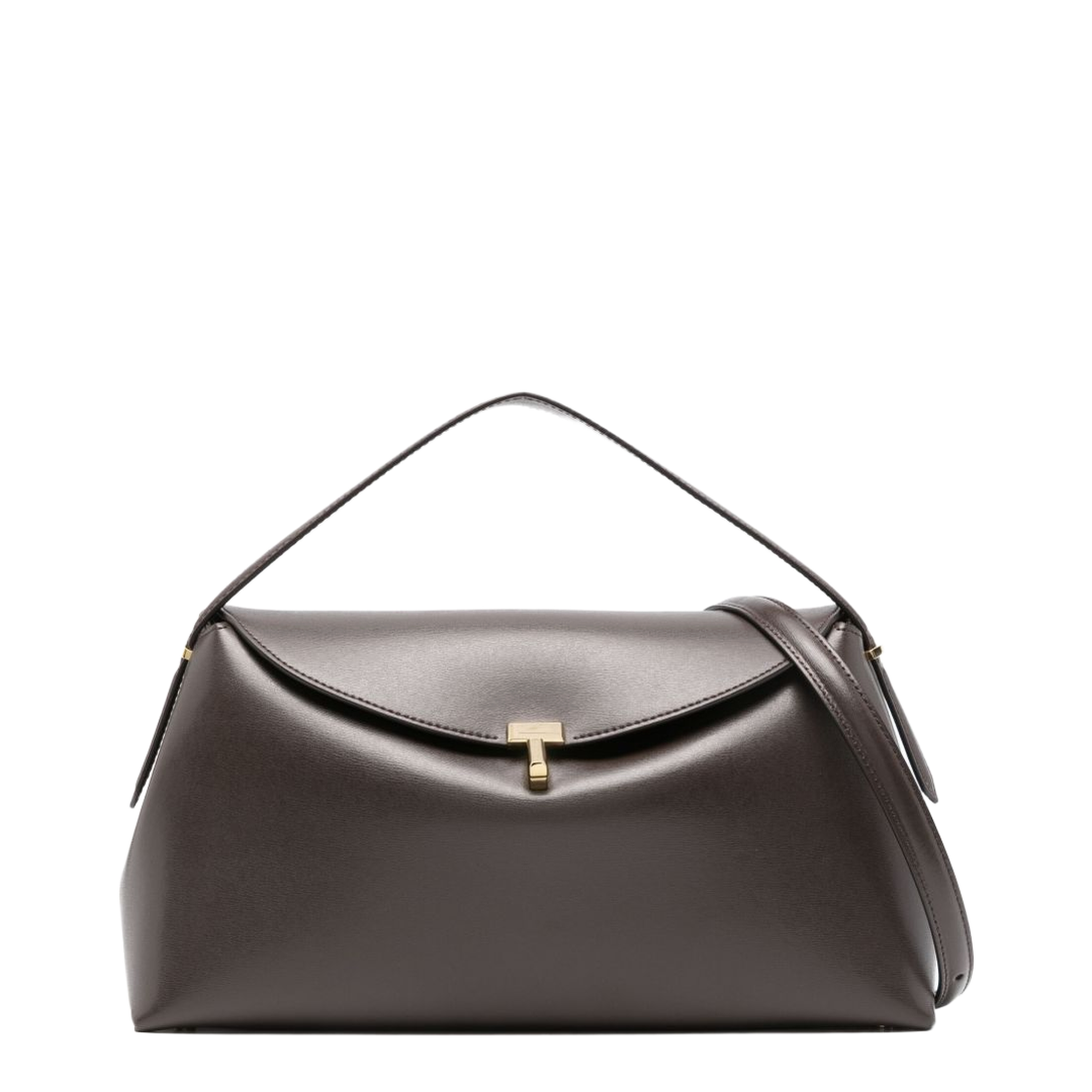 T-Lock Leather Top-Handle Bag - Bark