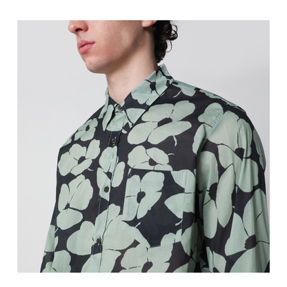 Shirt with Floral Print Pistachio Color