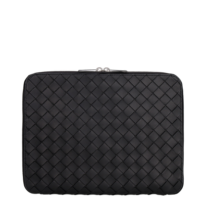 Intrecciato Leather Laptop Bags - Black