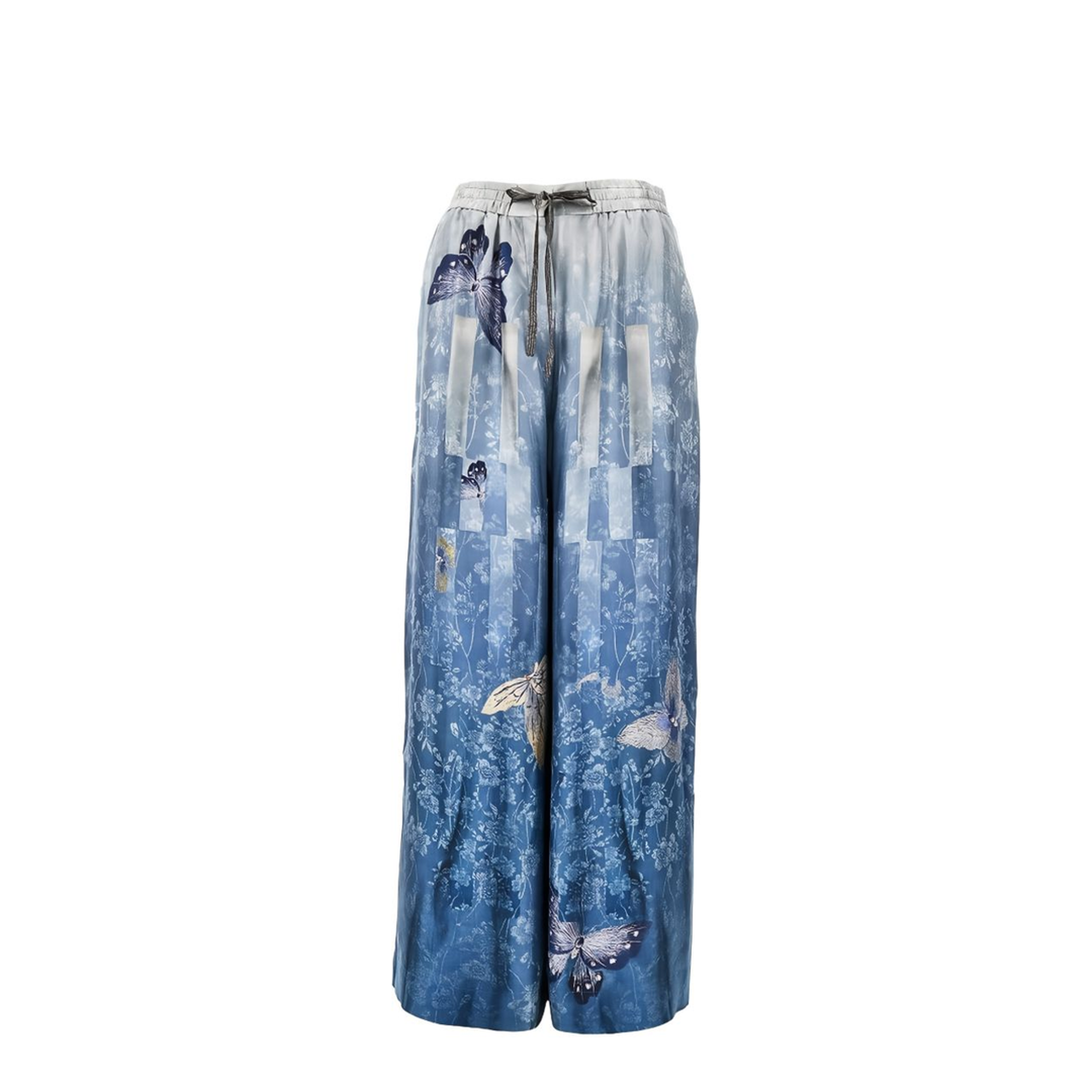 MAYFEYR - Pierre Louis Mascia - Light Blue Printed Silk Trousers - ALOESPT11094518116101
