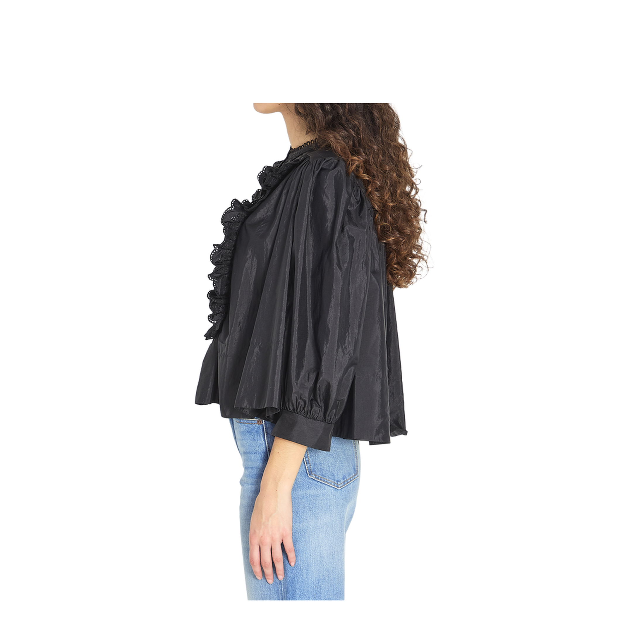 Gathered Ruffle Top in Technical Taffeta