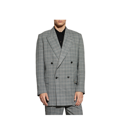 Double-breasted blazer with a check pattern