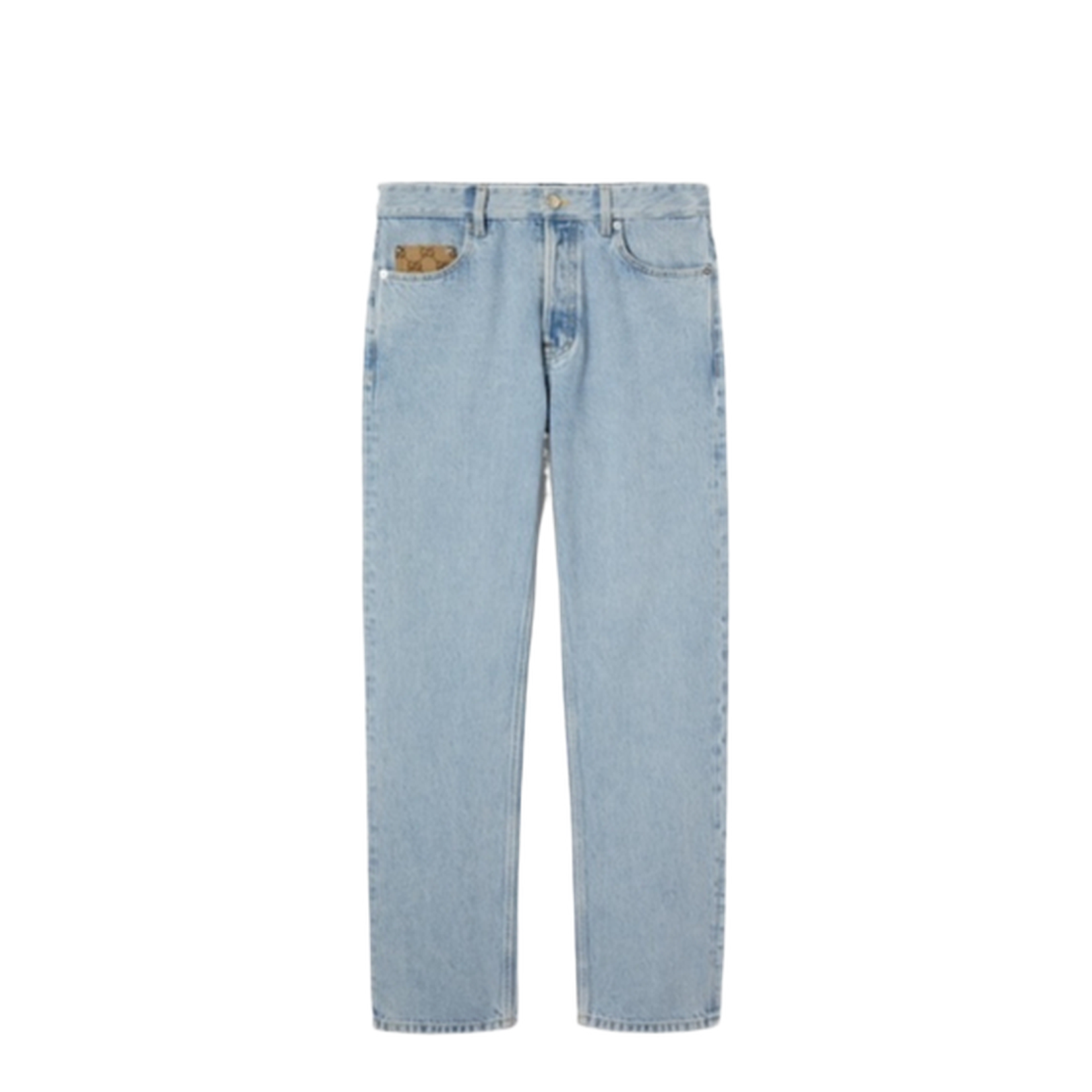 Washed Denim Pant with Insert in Light Blue
