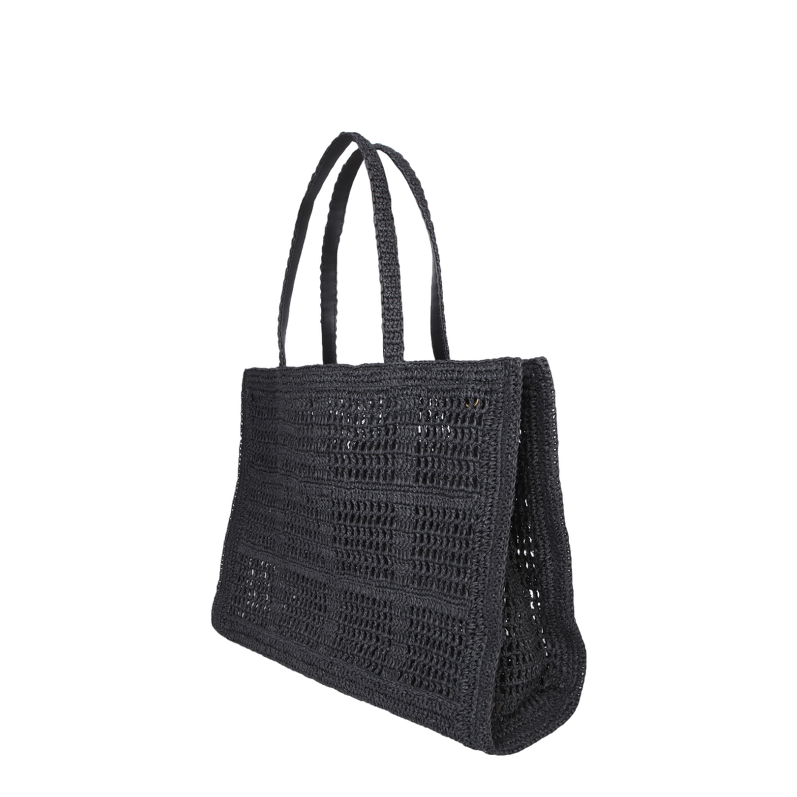 Large Tote in Black Raffia