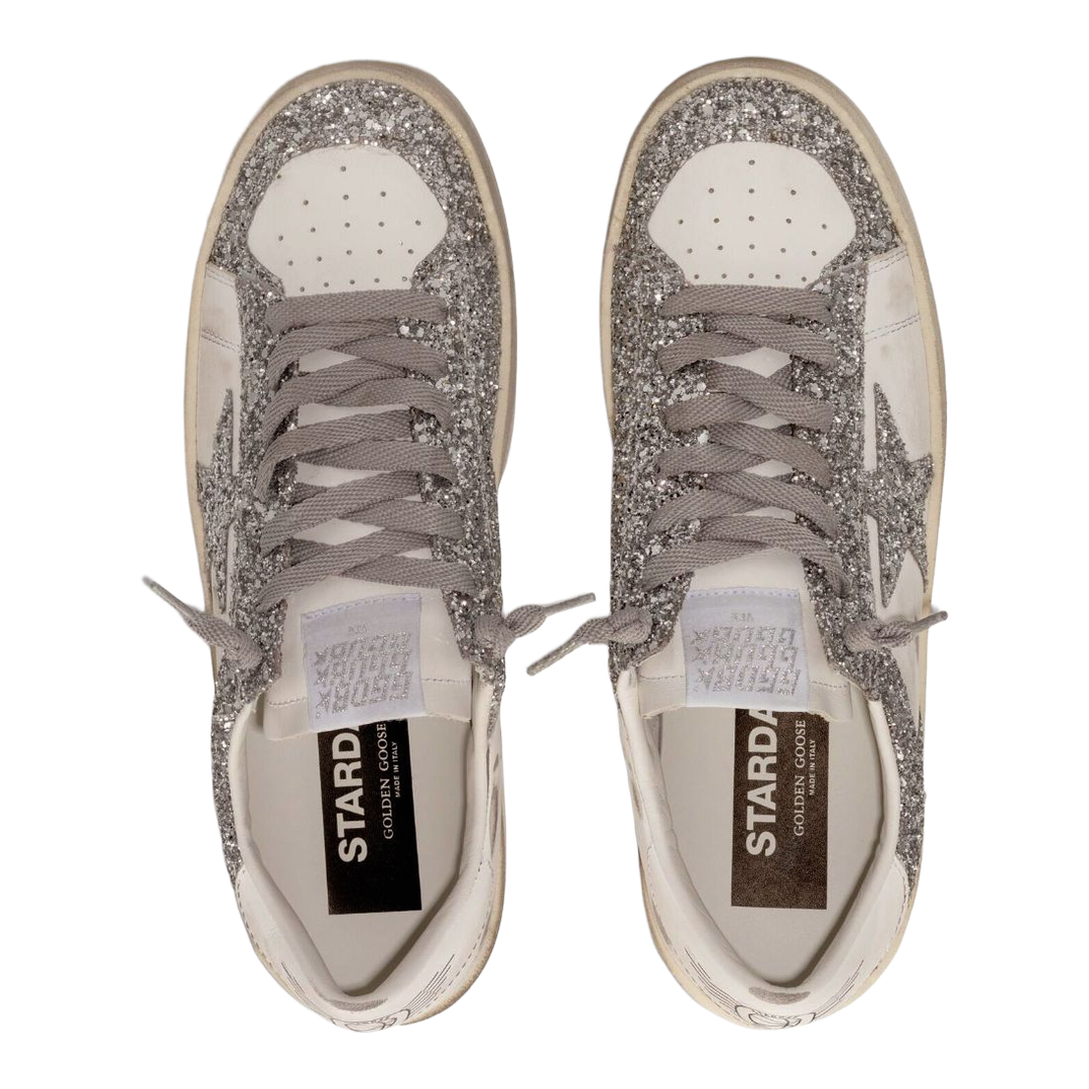 Stardan Sneakers in White and Silver Glitter