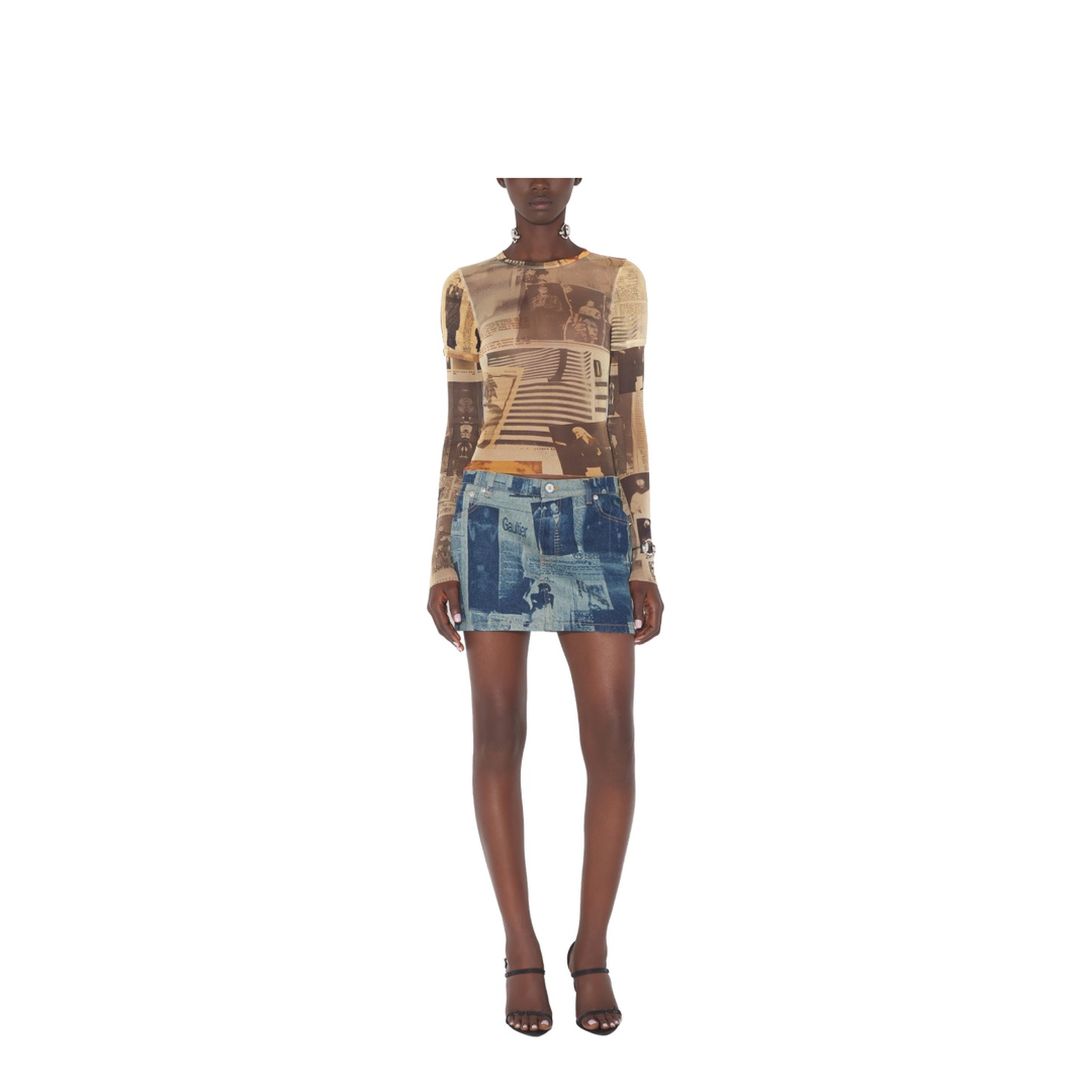 Miniskirt with Newspaper Print