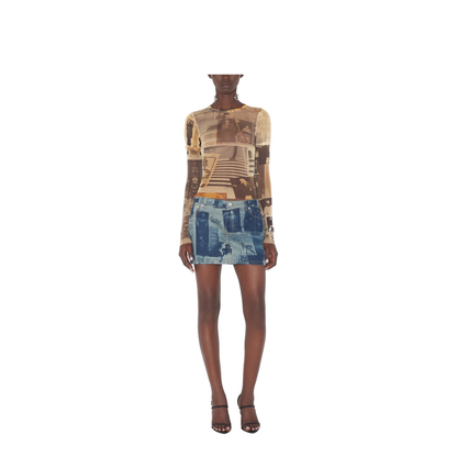 Miniskirt with Newspaper Print