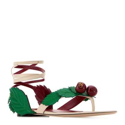 MAYFEYR - Valentino - Ivory Leather Cherryfic Thong Sandals - 8W2S0NX9TGE9Q2